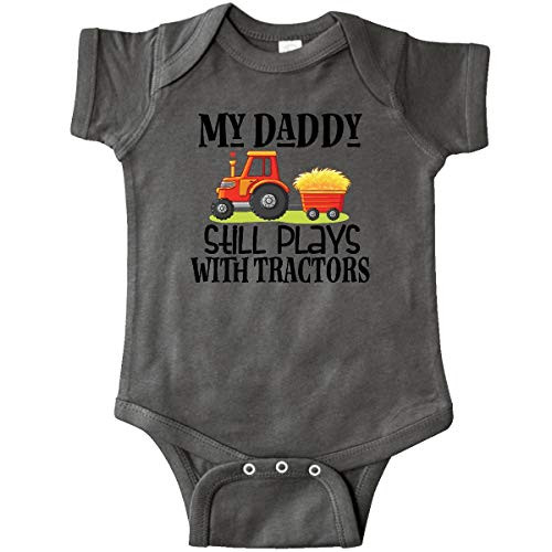 inktastic Farming Daddy Plays with Tractors Infant Creeper Newborn Charcoal Grey