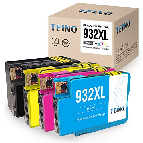 TEINO Compatible Ink Cartridges Replacement for HP 932XL 933XL 932 XL 933 XL Combo (1Black,1 Cyan,1 Magenta,1 Yellow,4-Pack)