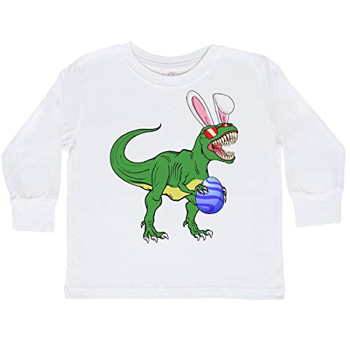 inktastic Easter T-Rex with Colored Toddler Long Sleeve T-Shirt 4T White 3e92e
