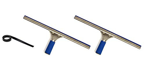 Pro 18" Window Squeegee Stainless Steel with Natural Rubber -2 Pack Squeegee  plus 42" Replacement Rubber-