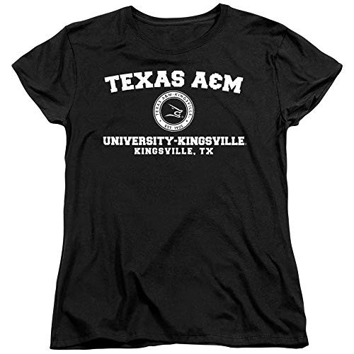 Texas A and M University-Kingsville Official Circle Logo Women's T ShirtBlack Medium