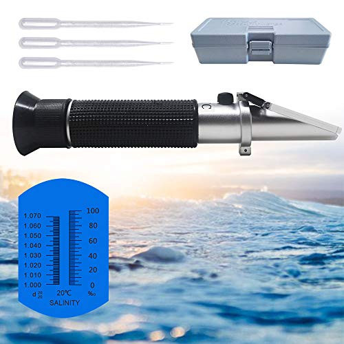 KETOTEK Salinity Refractometer ATC Salt Meter Optical Salinometer with 0-100-0-10 percent- and 1.000-1.070SG Measurement Range for Aquarium Seawater Brine and Industry. High Accuracy ±1 Salinity Tester
KETOTEK Salinity Refractometer ATC Salt Meter Optical Salinometer with 0-100-0-10 percent- and 1.000-1.070SG Measurement Range for Aquarium Seawater Brine and Industry. High Accuracy ±1 Salinity Tester