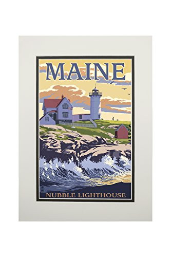 York Maine Nubble Lighthouse 32364 -11x14 Double-Matted Art Print Wall Decor Ready to Frame-