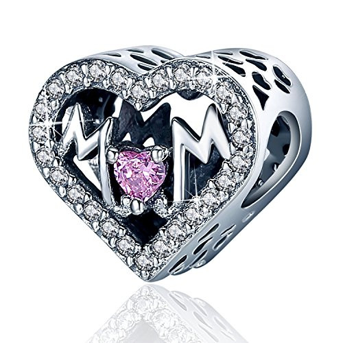 925 Sterling Silver Charm for Pandora Charms Bracelets Bowknot Family Tree Heart Charm Birthday Gifts -Mom Charm-