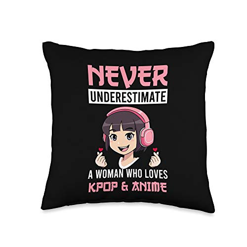 Funny Kpop Fashion Presents A Woman who loves Kpop Anime Merch K-pop Merchandise Gift Throw Pillow 16x16 Multicolor