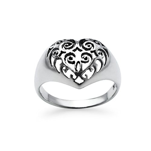 Silverline Jewelry 925 Sterling Silver Heart Love Filigree Ring Sizes 7