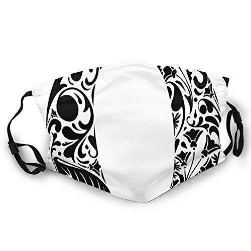 Fashion Comfortable Windproof mask?Monochromatic Design Uppercase O With Classical Leaf And Flower Natural Motifs?Printed Facial decorations for all adult