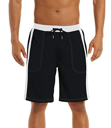 KEFITEVD Mens Shorts Athletic Quick Dry Breathable Running Shorts Men 7 inch Workout Sports Board Shorts Black