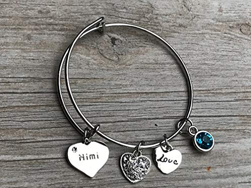 Personalized Mimi Birthstone Charm Bangle BraceletCustom Mimi Jewelry Mothers Day Jewelry Gift for Her
