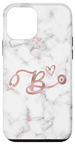 iPhone 12 mini Cute Letter B Initial Monogram Nurse Doctor Rose Pink Case