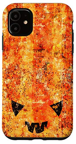 iPhone 11 Angry Halloween Carved Pumpkin Face Jack O'Lantern Orange Case