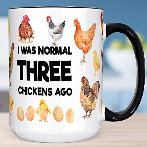 Normal Three Chickens Ago Funny Coffee Mug Microwave and Dishwasher Safe Ceramic Cup  Funny Gift for Chicken Lover
