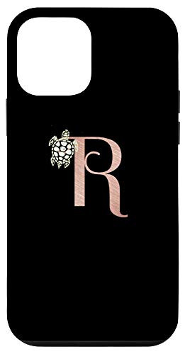 iPhone 12 mini Letter R rose pink turtle black phone case for girls Case