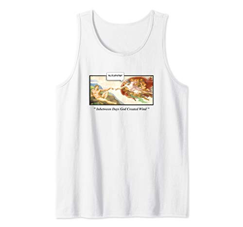 Creation of Adam LOL Pull my Finger "God Created The Wind" Tank Top