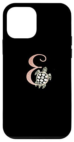 iPhone 12 mini Letter e rose pink turtle black phone case for girls Case