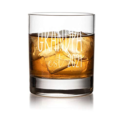 New Grandpa Est 2021 Whiskey Glass Grandfather est Beer Glass Father's Day Gift-10.5 oz New Grandpa Est 2021 Whiskey Glass Grandfather est Beer Glass Father's Day Gift-10.5 oz