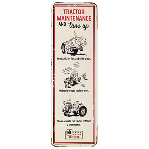 Open Road Brands Farmall Tractor Maintenance Embossed Tin Sign Garage Décor, 17" W
