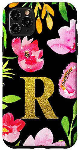 iPhone 11 Pro Max Aesthetic Watercolor Floral Flower Initial R Monogram Gifts Case