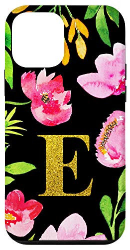 iPhone 12 mini Aesthetic Watercolor Floral Flower Initial E Monogram Gifts Case
