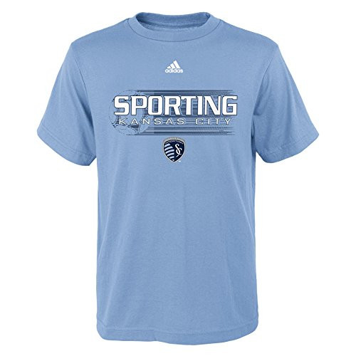 MLS Kansas City Sporting Boys -Flying Ball Short sleeve Tee Smoke Blue Large -14-16-