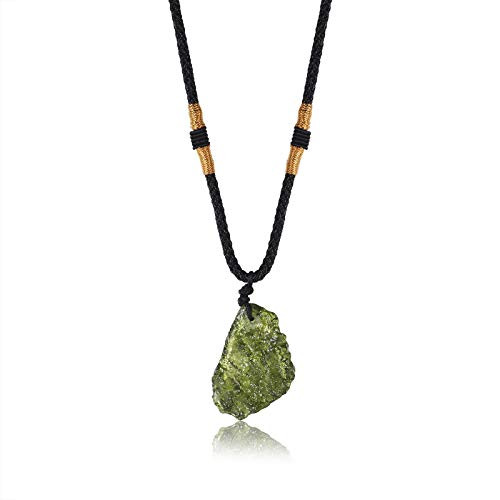 Moldavite Pendant Necklace for Women Girls - Healing Crystal Moldavite Stone Jewelry for Men