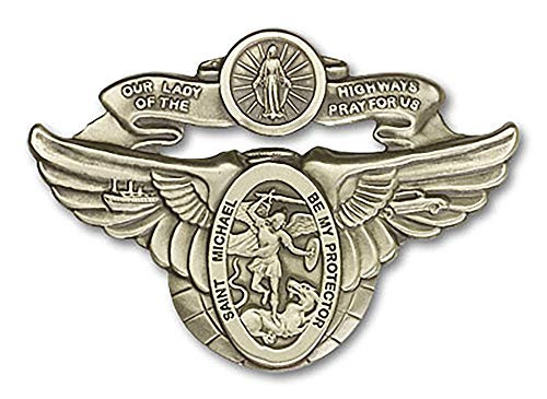 VILLAGE GIFT IMPORTERS Antique Brass Visor Clip  O-L of The Highway-ST Michael 2