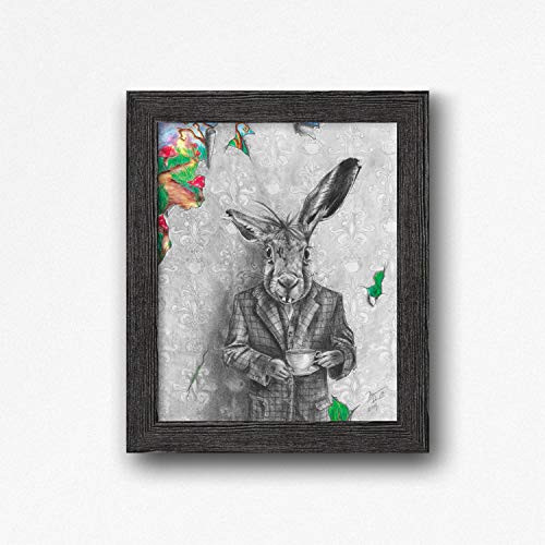 March Hare Art Print 8x10 11x14 Alice in Wonderland Art Rabbit Art Wall Art Home Decor Bunny Art Fairy Tale Art