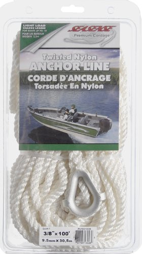 SeaSense Three-Strand Twisted 100% Nylon Anchor Line, 3/8-Inch X 100-Foot