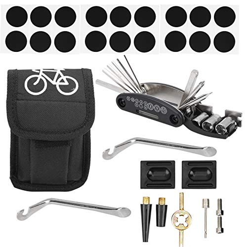 VGEBY Bicycle Repair Tool Bike Tyre Repair Kit Portable Bag Tire Lever 16 in 1 Multifunction Bicycle Tool Bag