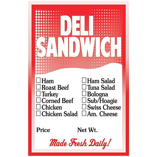 HUBERT Deli Sandwich Check-Off Labels Black-White Imprinted - 2"L x 3"H