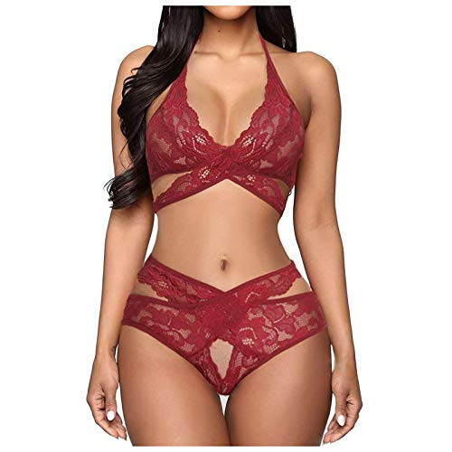 Lingerie Set for WomenWomen Sexy Lingerie Set 2 Piece Strap Outfits Lace Babydoll Bra and Panty