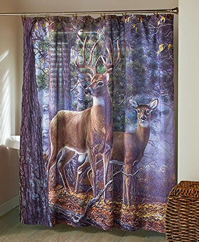 The Lakeside Collection Cold Snap Deer Bathroom Shower Curtain