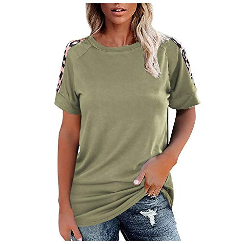 Womens Summer Leopard Print T-Shirt Cute O Neck Short Sleeve Casual Pullover Tops Tunics Womens Summer Leopard Print T-Shirt Cute O Neck Short Sleeve Casual Pullover Tops Tunics