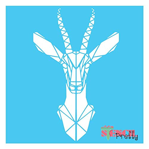 Geometric Gazelle Impala Stencil Best Vinyl Large Stencils for Painting on Wood Canvas Wall etc.-M -10.5" x 17"- Brilliant Blue Color Material