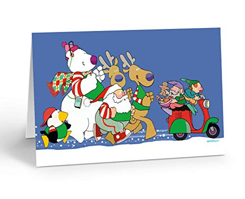 Running Christmas Cards - 18 Jogging Christmas Cards  and  Envelopes - Funny Workout Cards Excercise