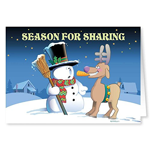 Funny Christmas Card - Time for Sharing - 18 Holiday Cards  and  Envelopes