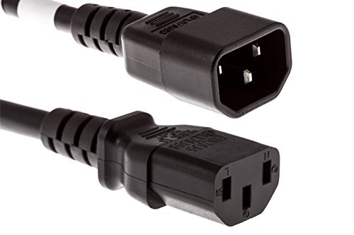 CablesAndKits Standard AC Power Cord 10A-125V 18 AWG C14 to C13 -IEC-60320-C14 to IEC-60320-C13- 1 ft