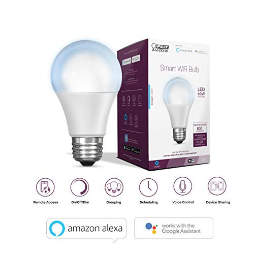 Feit Electric Smart WiFi Enhance LED Daylight A19 Light Bulb, Works with Alexa and Google Assistant (OM60/950CA/AG) Feit Electric Smart WiFi Enhance LED Daylight A19 Light Bulb, Works with Alexa and Google Assistant (OM60/950CA/AG)