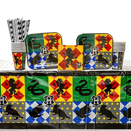 Harry Potter Hogwarts Party Supplies Pack for 16 Guests: Straws, Dessert Plates, Beverage Napkins, Table Cover, and Cups Harry Potter Hogwarts Party Supplies Pack for 16 Guests: Straws, Dessert Plates, Beverage Napkins, Table Cover, and Cups