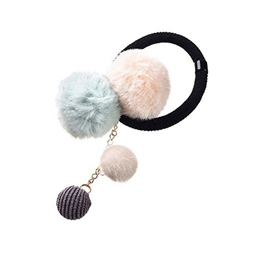 Pudwy Girls Hair Ties Colorful Pompom Elastic Hair Bands Cute Fur Ball Hair Rope Lovely Rubber Scrunchies Hair Accessories Hair Tie B
