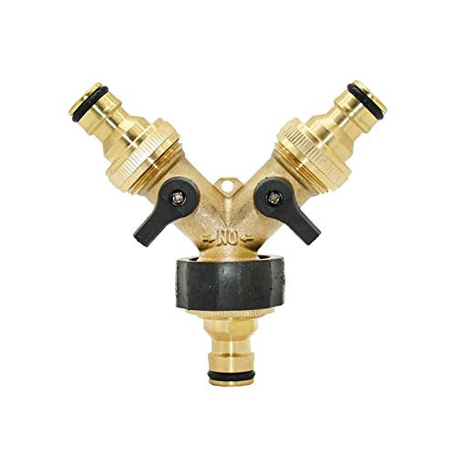 tlwzhn Brass Female 3-4 2 Way Tap Water Splitter 5-8 Garden Tap Y Quick Connector Irrigation Valve Hose Pipe Adapter 1Pcs-B