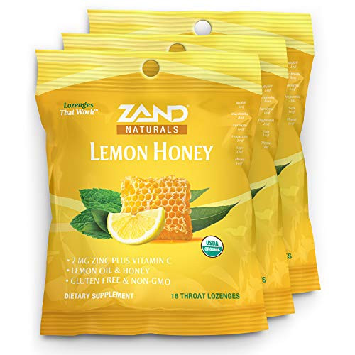 Zand Immunity Organic Lemon Honey HerbaLozenge Immune Support Throat Drops w-Vitamin C and Zinc -3 Bags 18 Lozenges- Zand Immunity Organic Lemon Honey HerbaLozenge Immune Support Throat Drops w-Vitamin C and Zinc -3 Bags 18 Lozenges-