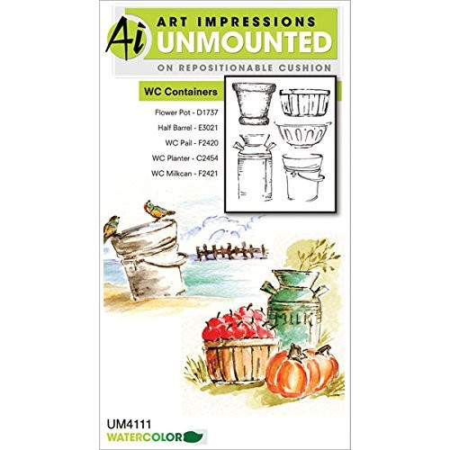 Art Impressions Watercolor Cling Rubber Stamps 4x7-Containers