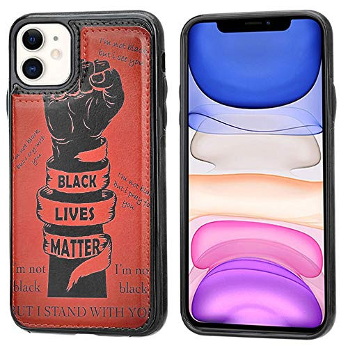 for iPhone 11 Wallet Case iPhone 11 -6.1"- Practical Magnetic Closure Wallet Kickstand Cover Case - BLM Black Lives Matter R