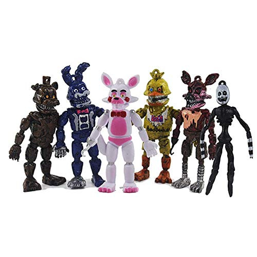 6pcs-lot FNAF Five Nights At Freddy's Springtrap Nightmare Foxy Chica Bonnie Freddy Fazbear Bear Action Figure Model Toys