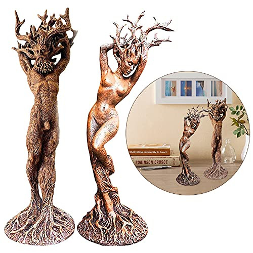 Osdvod Forest Goddess Statue Resin Ornaments Dryad Statue Green Man Resin Tree God Ornaments Forest Goddess Statue Ornaments-A plusB-
