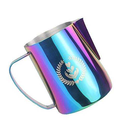 SIPLIV 20 Oz-600 ml- Stainless Steel Espresso Steaming Pitchers Milk Frothing Pitcher Creamer Macchiato Cappuccino Latte Art Making Pitcher Cups Frothing Pitcher - Colorful