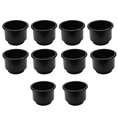 Red Hound Auto 10 Cup Holders Jumbo Plastic Pocket Recessed Insert Universal for Boat RV Car Truck Marine Pontoon Motorhome Camper Drop in Black 3.5 Inch I.D. and 4.26 Inch O.D.