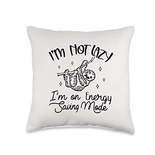 I'm On Energy Saving Mode Sloth Lover Item I'm On Energy Saving Mode Lover Sloth Laziness Throw Pillow 16x16 Multicolor