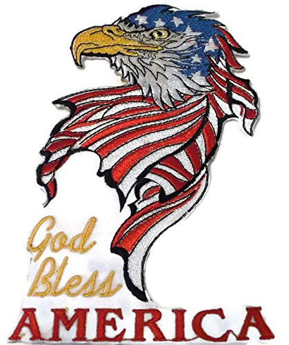 God Bless America Custom and Unique Patriotic Patches-God Bless America - Embroidered Iron on-Sew patch -7.3"4.17"- -Made in USA-
